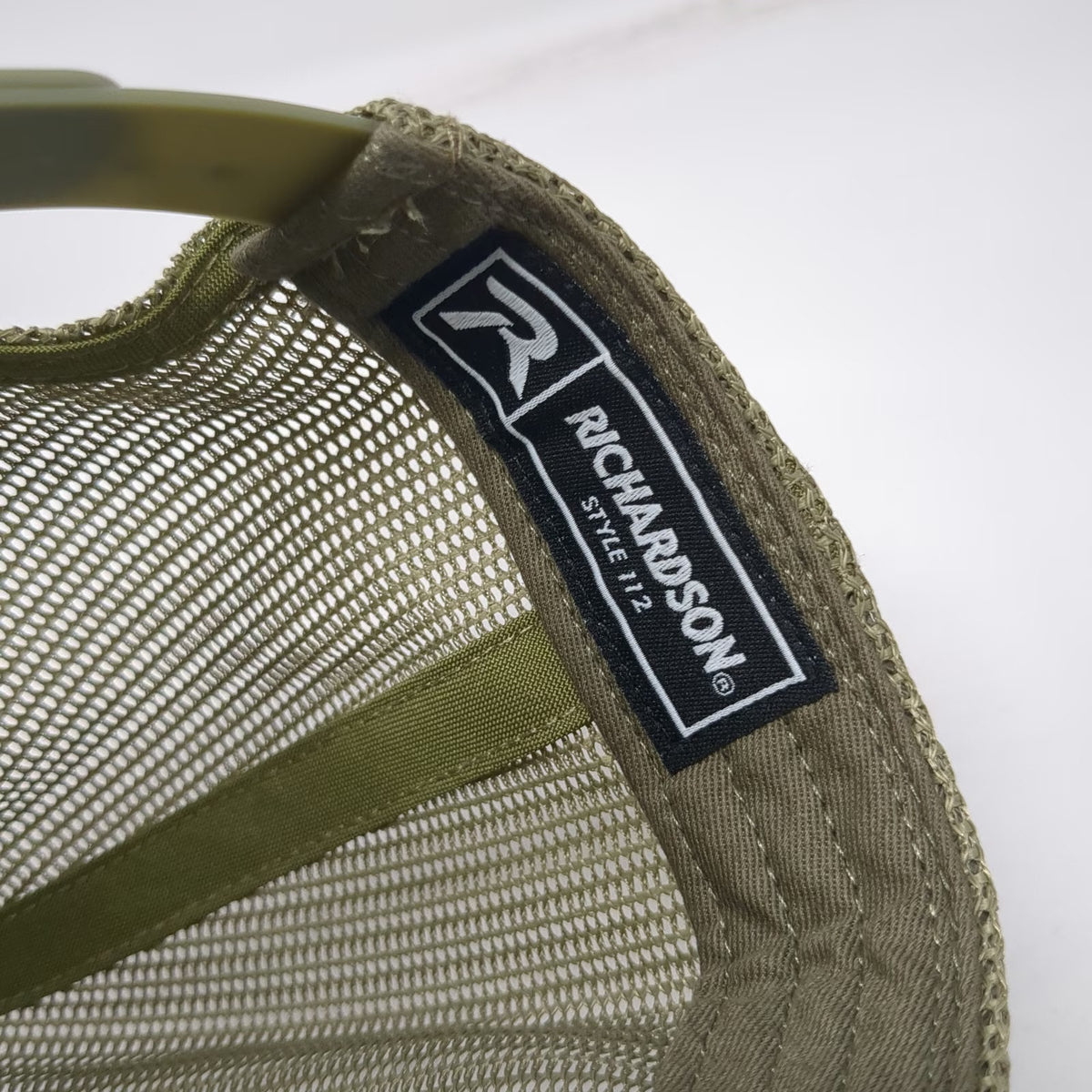 Richardson Trucker Hat Green One Size Leather Patch Mesh Back Snapback Farm Logo