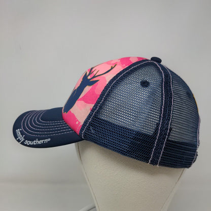 Simply Southern Women's Slideback Mesh Back Hat Blue Pink Camo Trophy Wife Funny