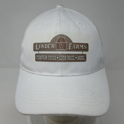 Linder Farms Pumpkin Patch Corn Maze More Strapback Hat White OS Adjustable