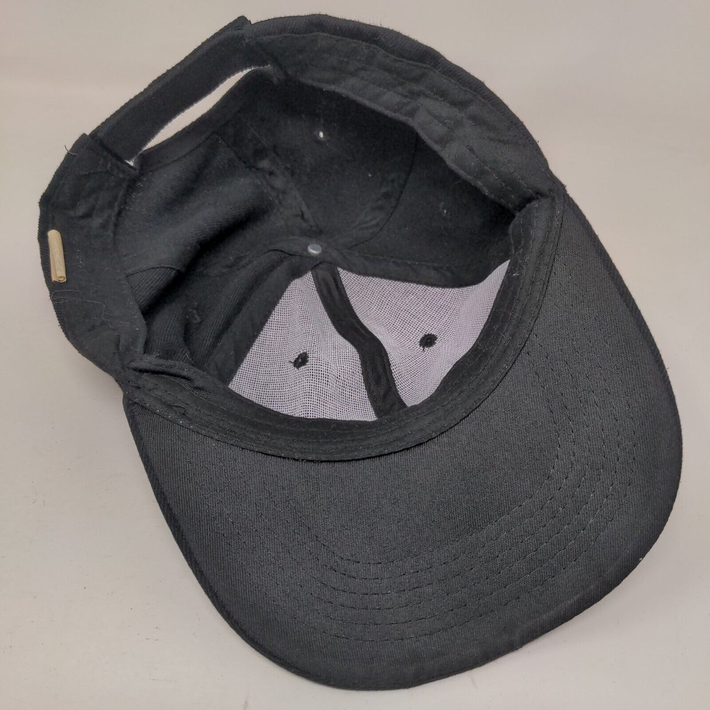 Unbranded Strapback Hat Black One Size Vent Holes 6 Panel Blank Solid