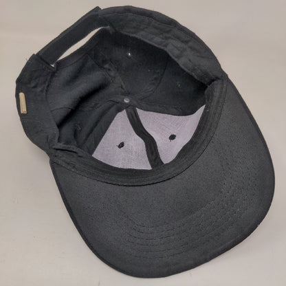 Unbranded Strapback Hat Black One Size Vent Holes 6 Panel Blank Solid