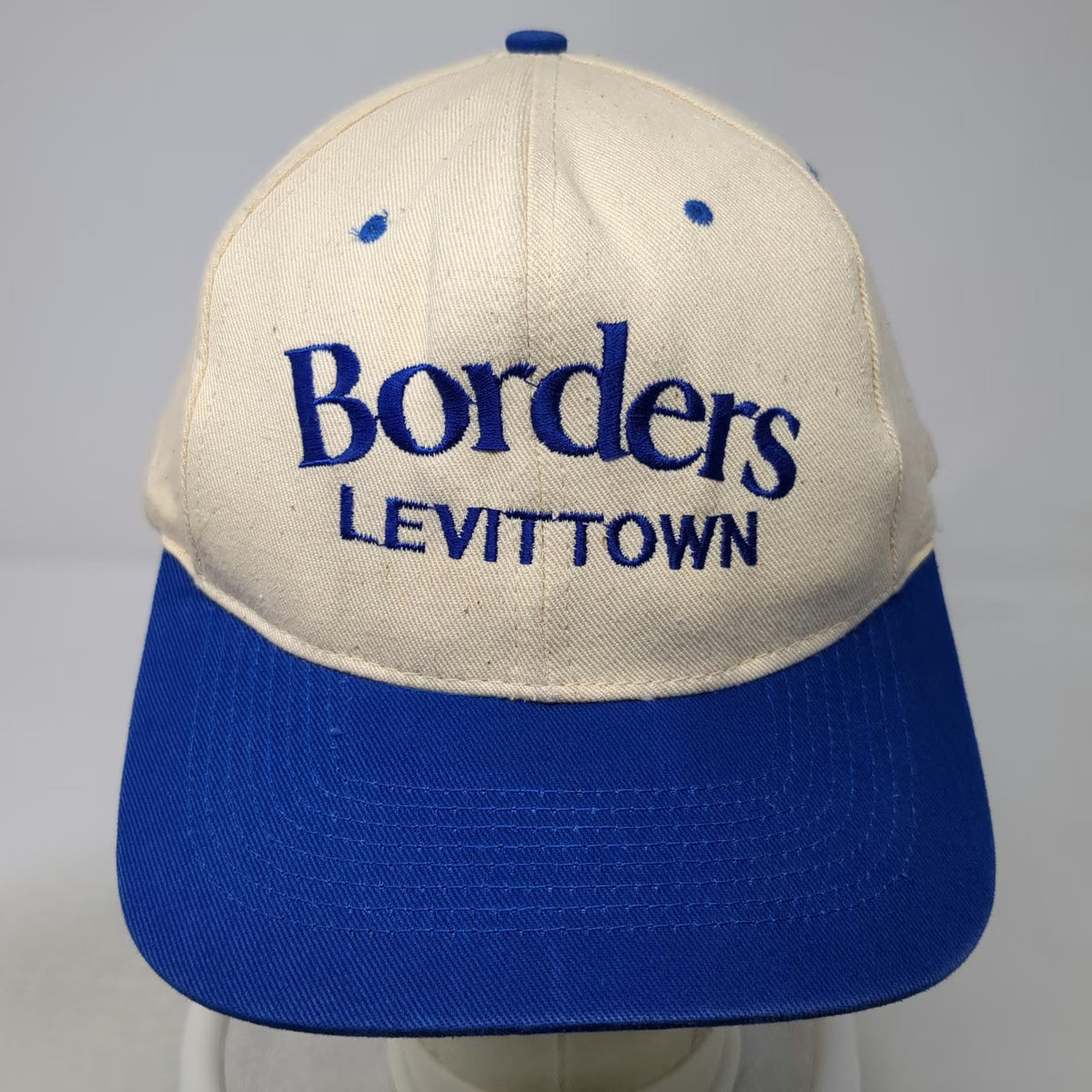 Borders Snapback White Blue One Size Levittown Green Underbrim Embroidery Hat