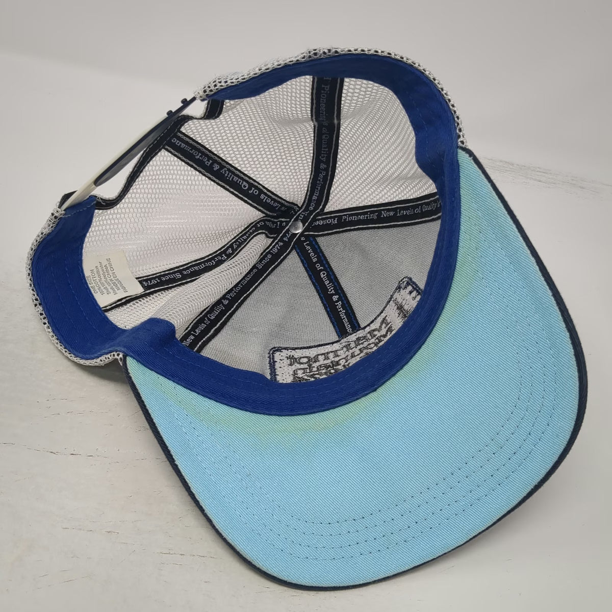 Marmot Trucker Hat Blue One Size Mesh Back Mountain Patch Snapback Curved Brim