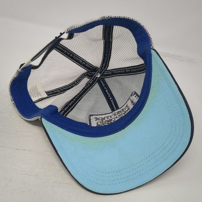 Marmot Trucker Hat Blue One Size Mesh Back Mountain Patch Snapback Curved Brim