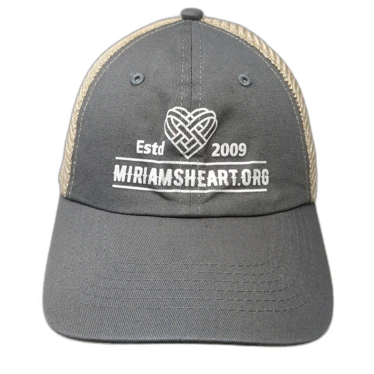 Image-N Trucker Hat Gray White Beige One Size Miriams Heart Mesh Snapback 2009