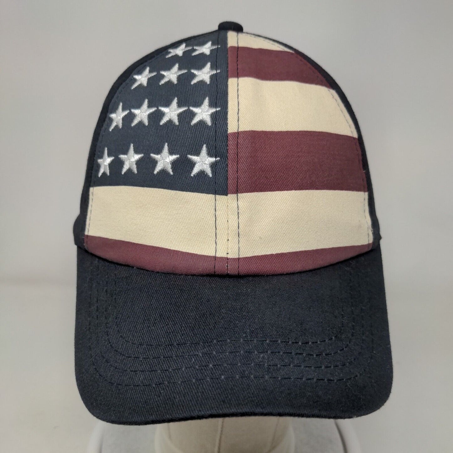 American Flag Strapback Hat Multicolor One Size Embroidered Patriotic 6 Panel