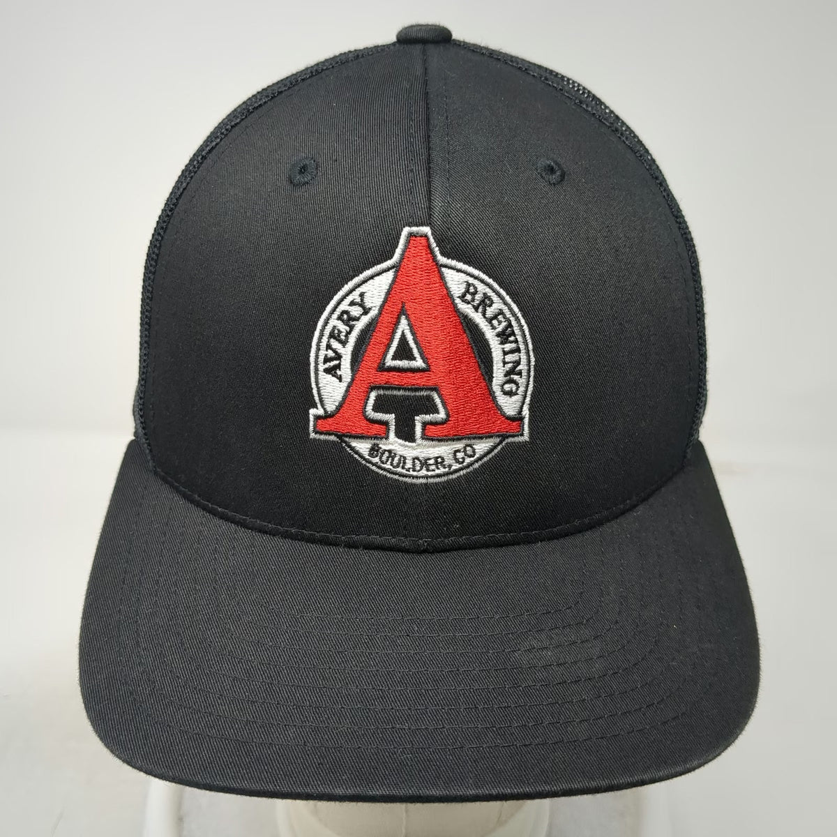 Yupoong Avery Brewing Boulder CO Trucker Hat Black One Size Mesh Back Snapback