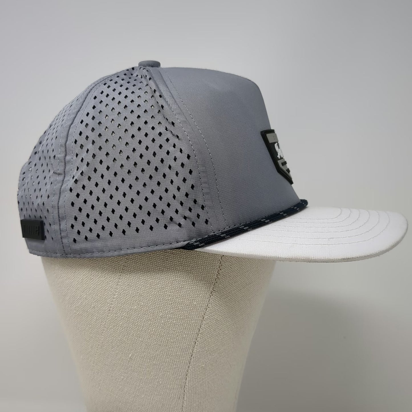 Unie Trucker Hat Gray One Size PestCo Earn Loyalty 5 Panel Perforated Rope Patch