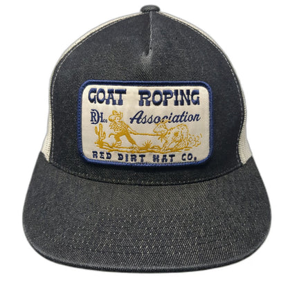 Red Dirt Hat Co. Trucker Hat Black OSFM Goat Roping Association Mesh Snapback