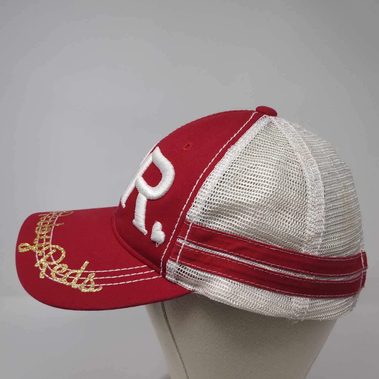 RR Ruby Reds Snapback Trucker Hat Red One Size Mesh Back Sportsman