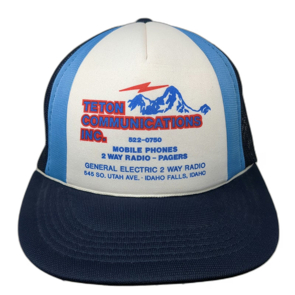 Inland Imports Trucker Hat Blue One Size Teton Communications Idaho Radio Mesh