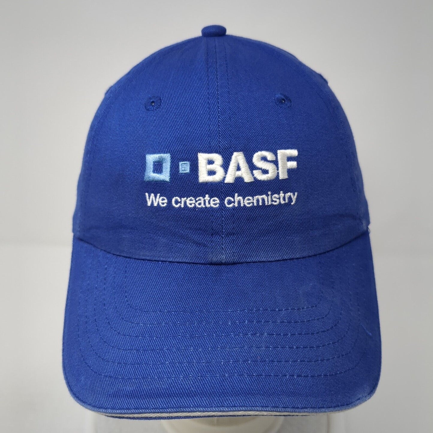 D-BASF We Create Chemistry Slideback Hat Blue One Size Adjustable K-Products