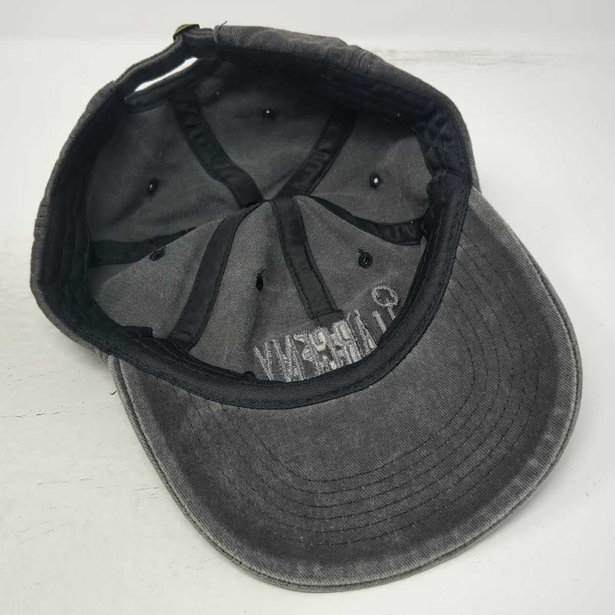 Baseball Cap Gray One Size Larceny Bourbon Hat Slideback Logo Skeleton Key Twill