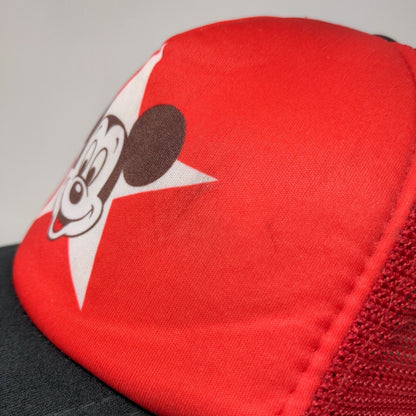 Disney Men's Snapback Mesh Back Hat Red Size OSFA Vintage Mickey Mouse Club