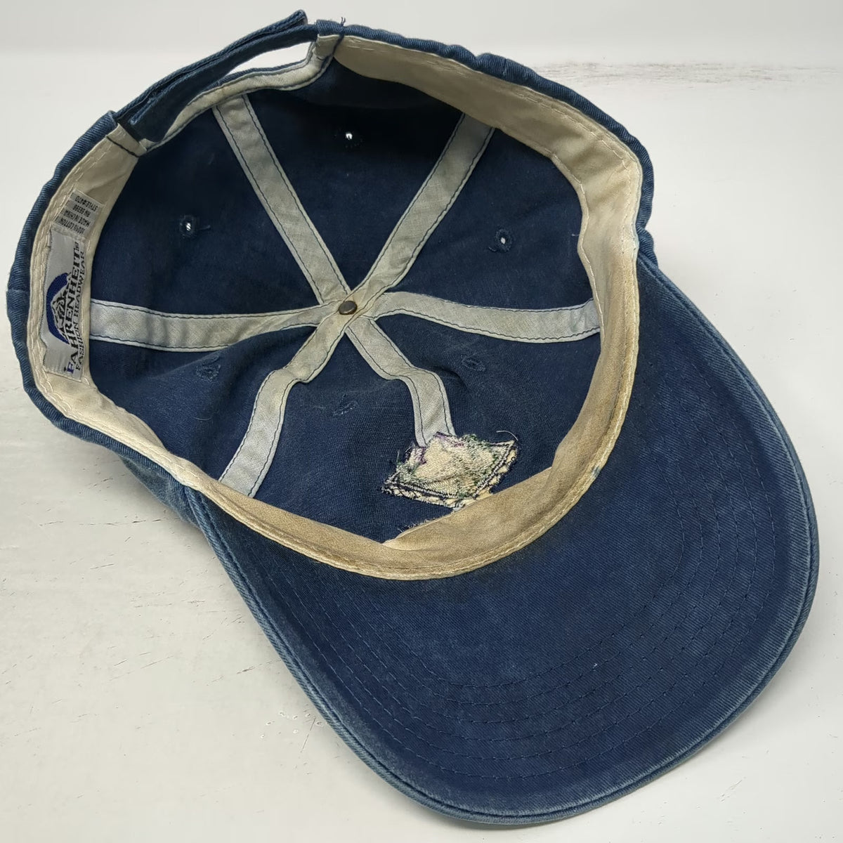Fahrenheit Baseball Cap Blue One Size Gold Fork Hot Springs Idaho Mountain Hat