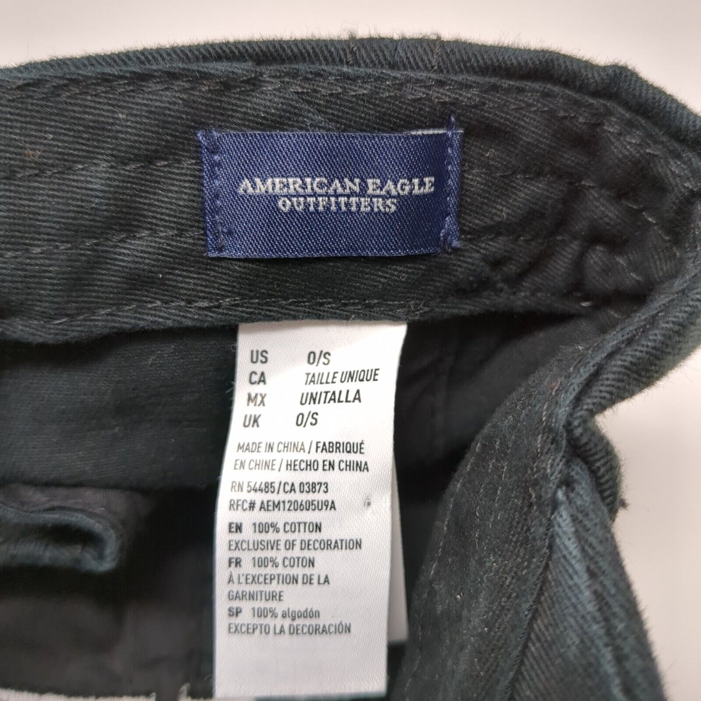 77 USA Flag Slideback Hat Black OSFA Patriotic American Eagle Outfitters Cotton
