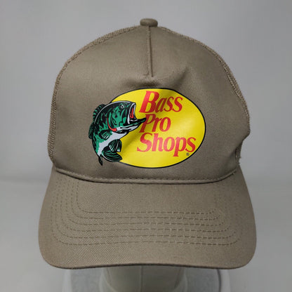 Bass Pro Shops Snapback Mesh Back Trucker Hat Tan OSFM Gone Fishing