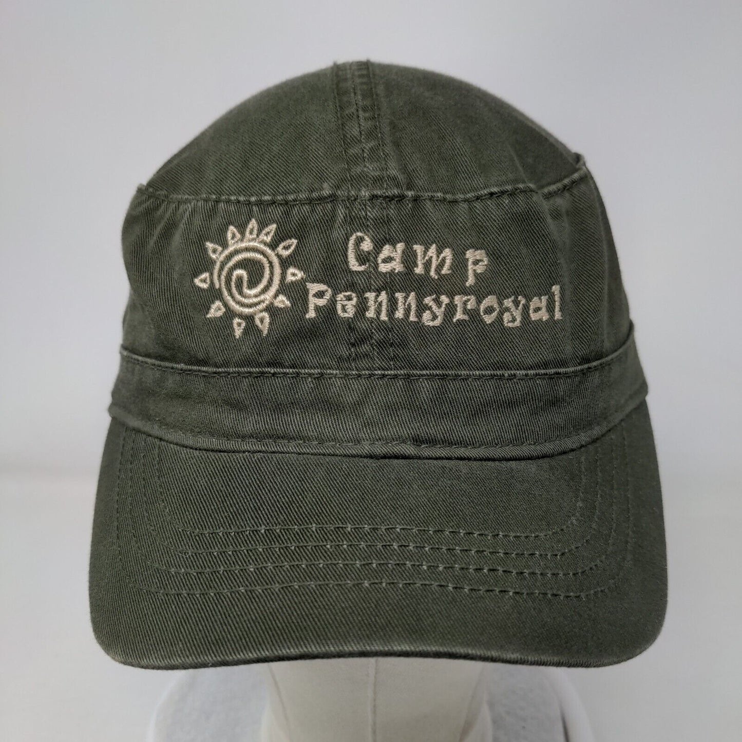 Camp Pennyroyal Cadet Army Cap Green One Size Adjustable Embroidered Fahrenheit