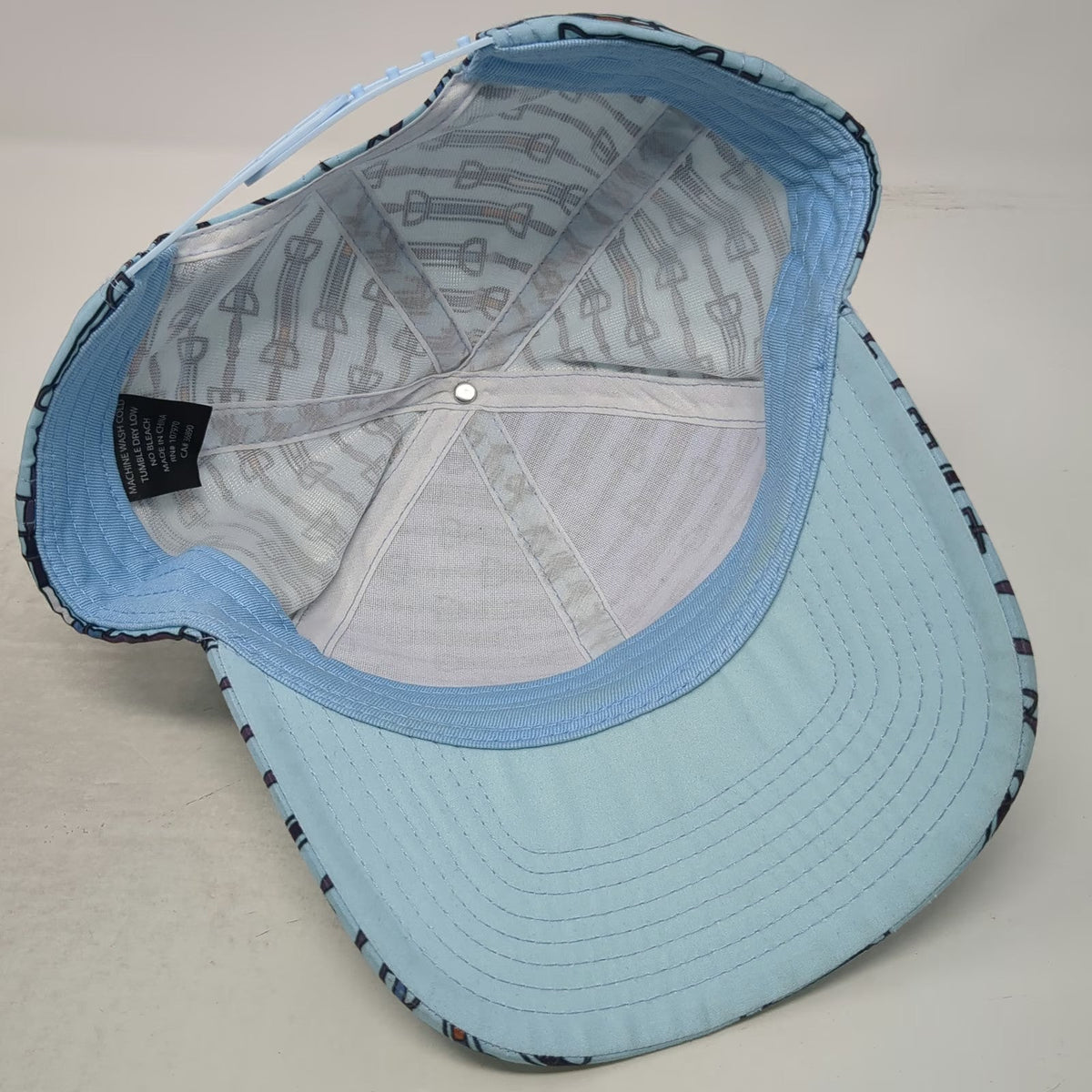 Kerrits Snapback Hat Blue One Size Polyester Equestrian Horse Bit Print Pattern