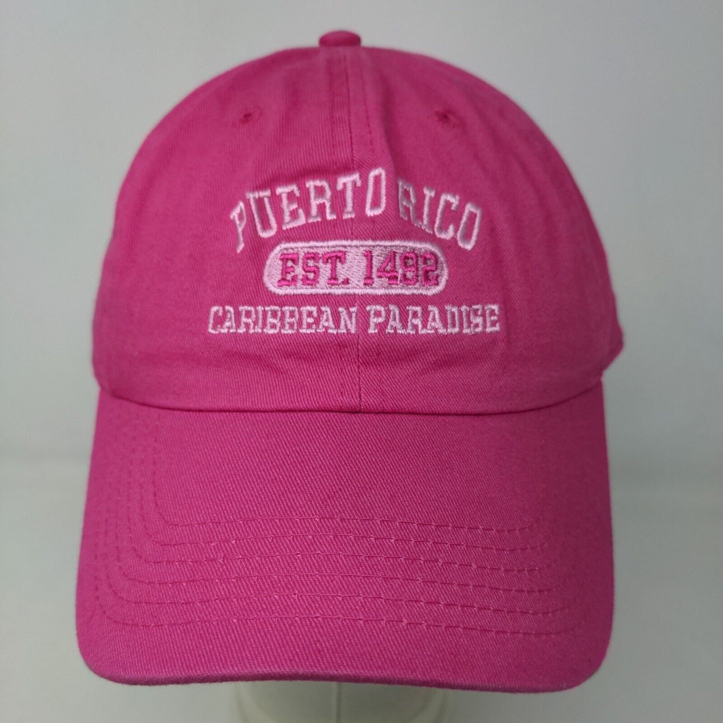 Newhattan Women's Slideback Hat Pink Size OSFA Embroidered Puerto Rico Logo