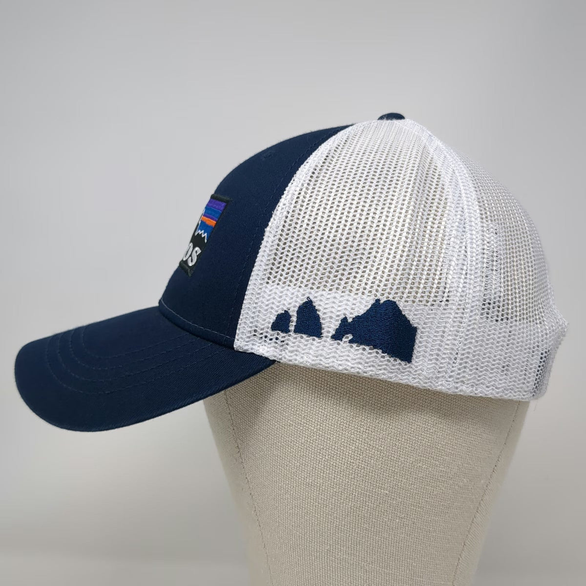 BananaBay Trucker Hat Blue One Size Cabos Mountain Patch Mesh Snapback Logo