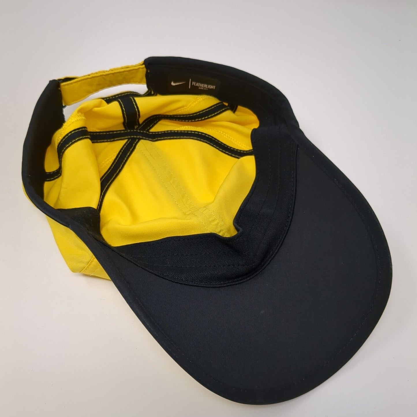 Nike Rafa Nadal Featherlight Dri Fit Strapback Hat Yellow OSFA Embroidered Logo