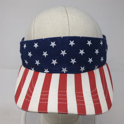 USA Stars & Stripes Sun Visor Hat Multicolor One Size Adjustable Patriotic Ha