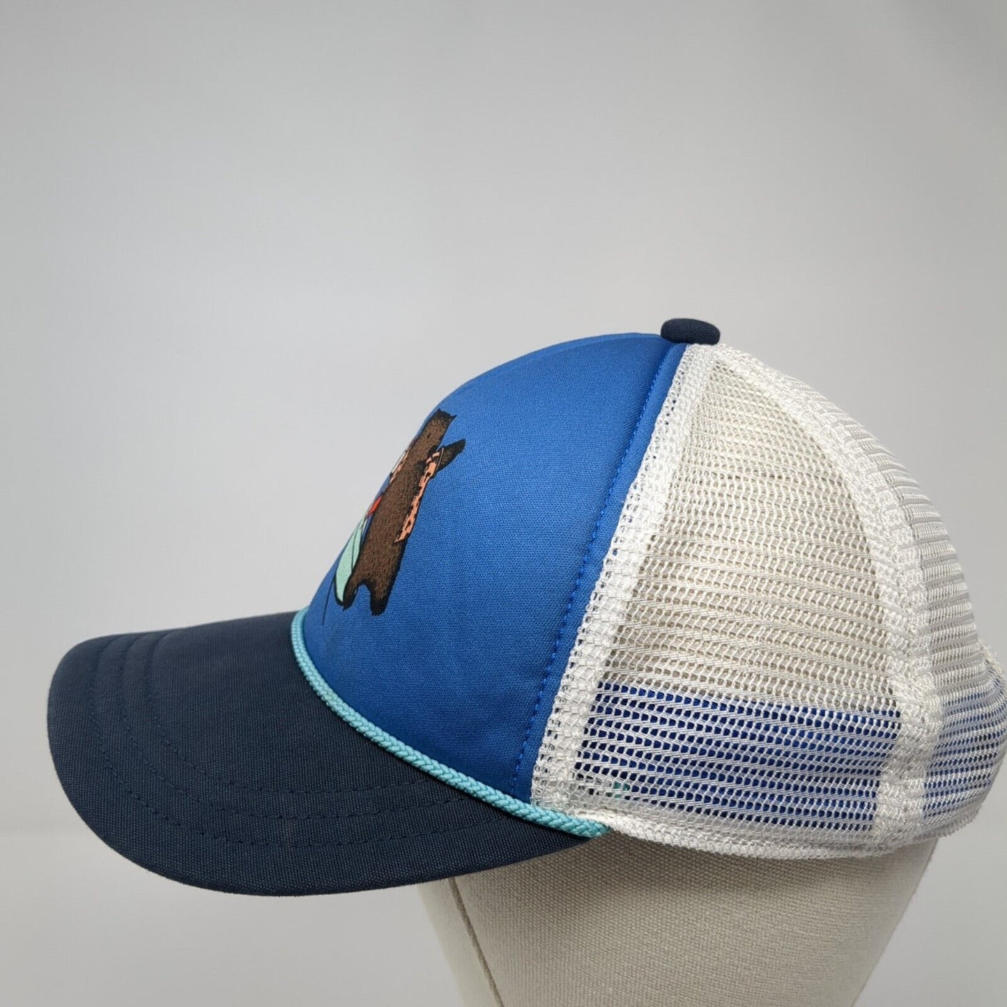 Bear Snapback Trucker Hat Blue Youth Boys One Size Mesh Back Rope Patagonia