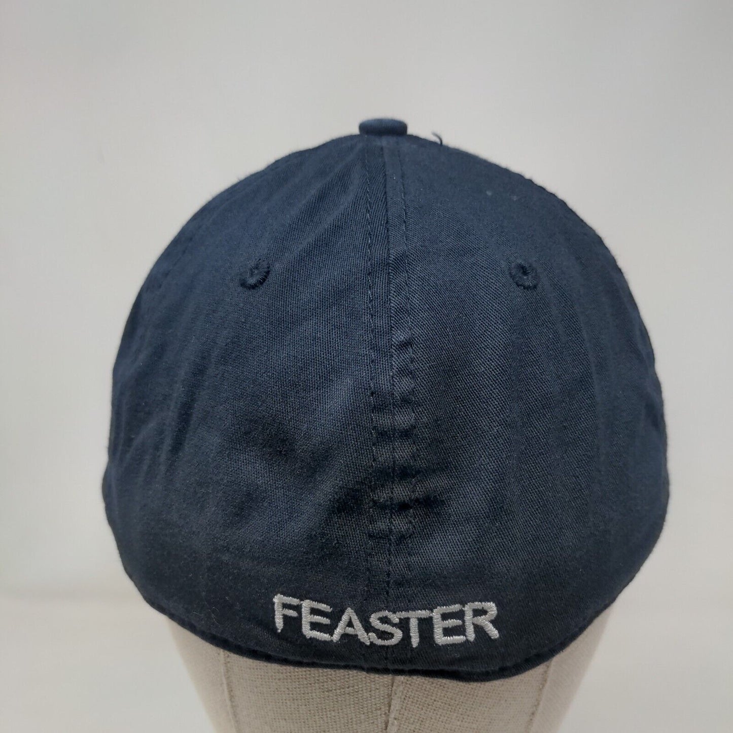 Feaster Fitted Hat Blue M/L Embroidered Logo Vented Holes 6 Panel New Era