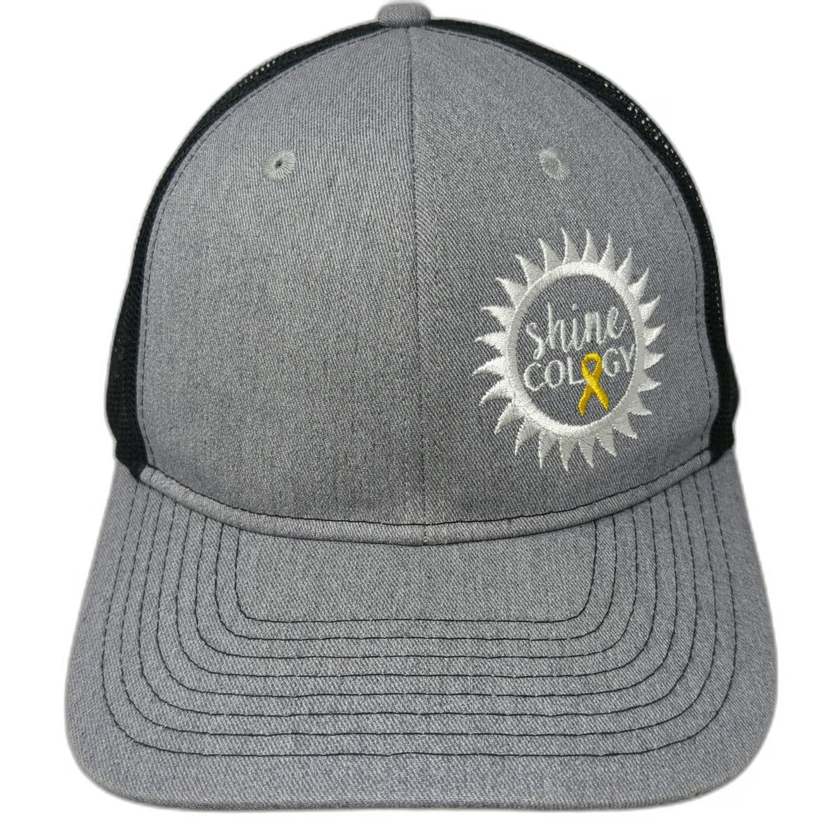 Port Authority Trucker Hat Gray One Size Mesh Back Snapback Shine Cology Logo