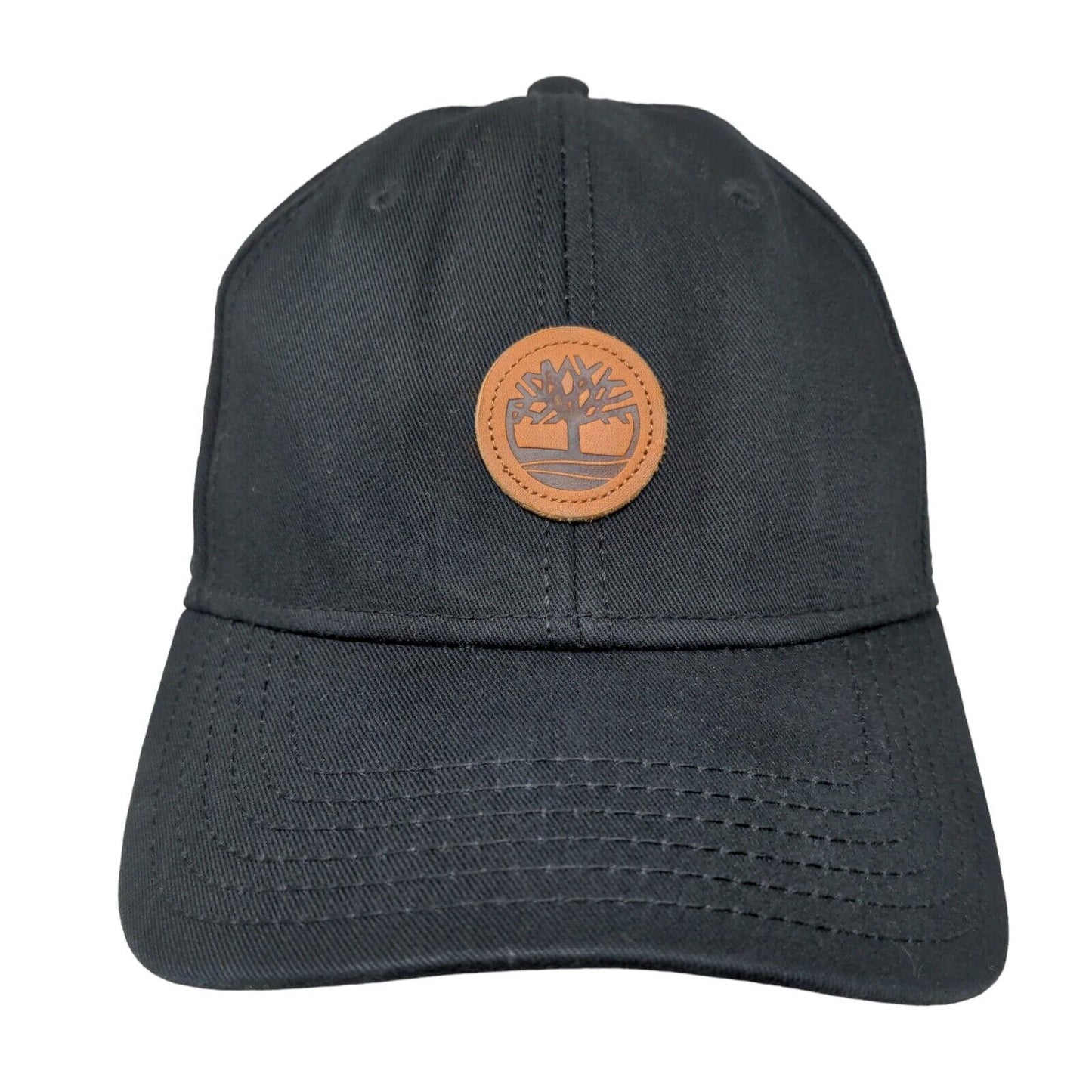 Timberland Leather Patch Strapback Hat Black OSFM Adjustable 6 Panel