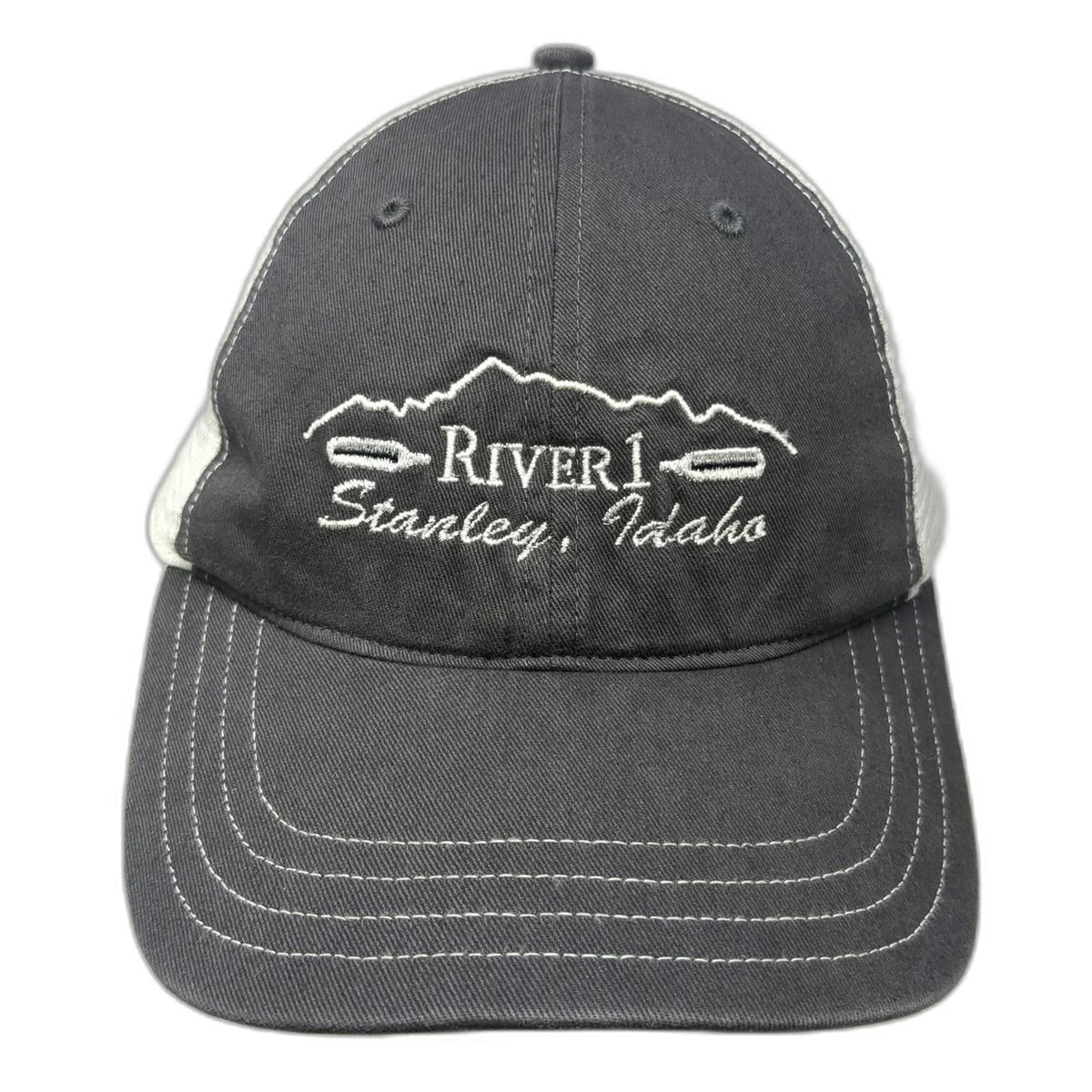 Richardson Trucker Hat Gray OSFM River 1 Stanley Idaho Mountain Oars Snapback
