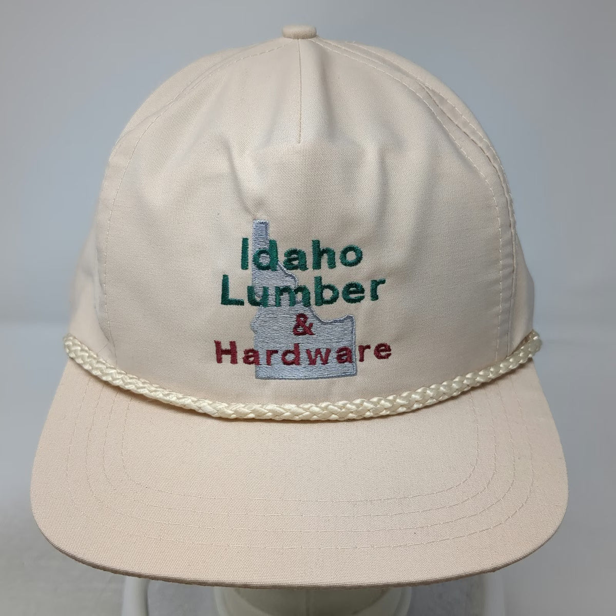 5 Panel Beige One Size Slideback Rope Idaho Lumber Hardware Embroidered Hat