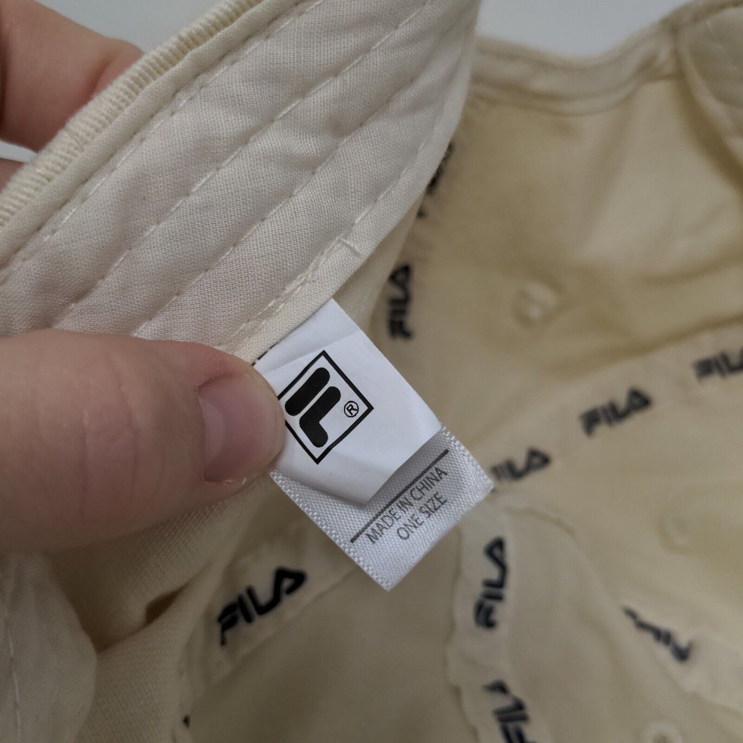 FILA Slideback Hat Tan One Size Adjustable Embroidered Logo Vented Holes