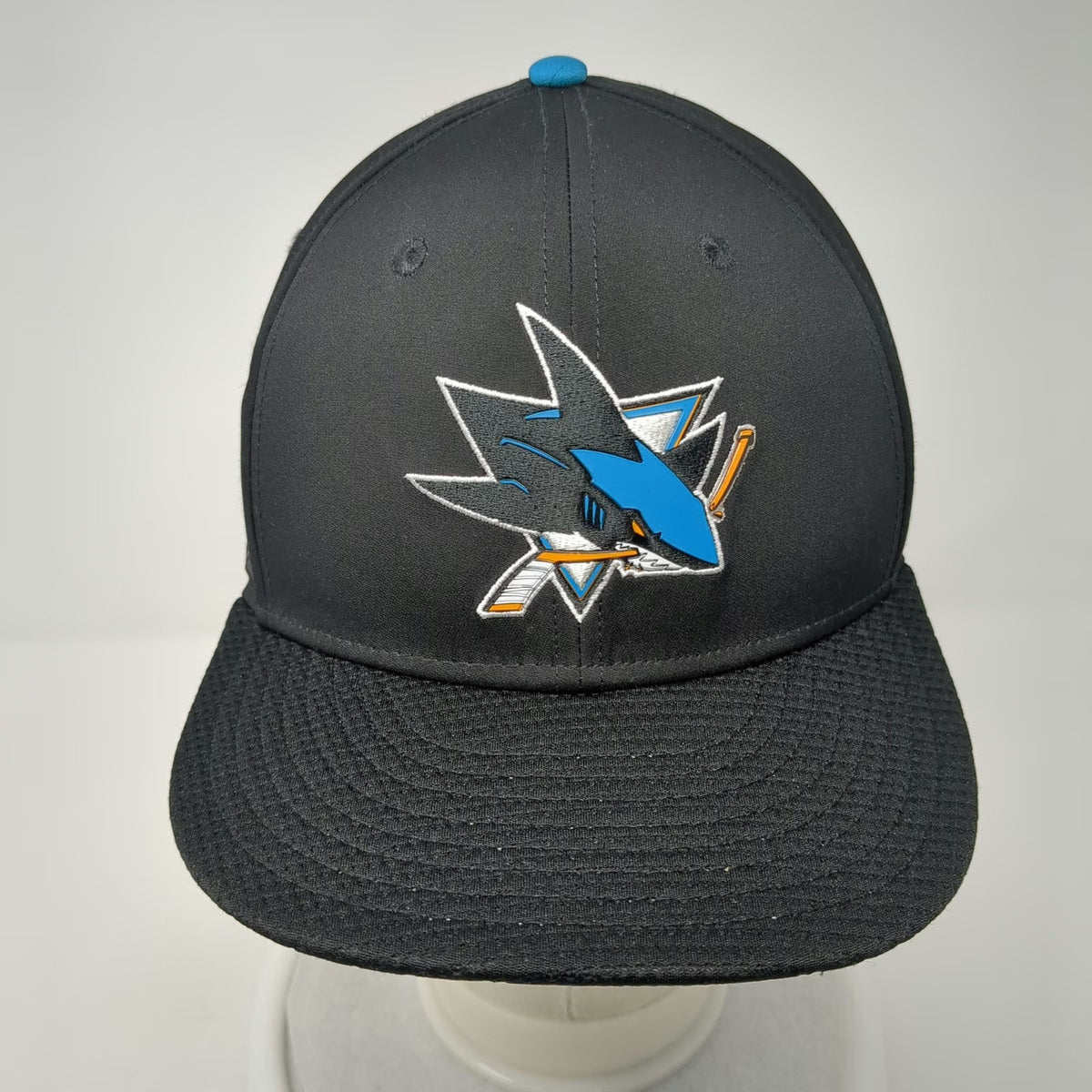 San Jose Sharks NHL Fanatics Cap Black 7 1/4 Authentic Pro Fitted Hat Shield