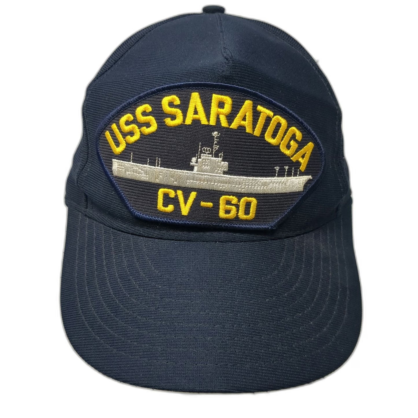 USS Saratoga CV-60 Aircraft Carrier Navy Patch Blue 5 Panel One Size Hat USA