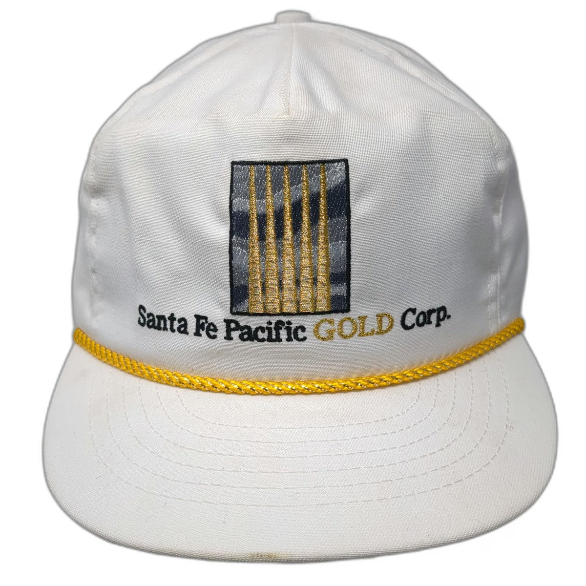 Cap America 5 Panel White One Size Hat Santa Fe Pacific Gold Corp Snapback Rope