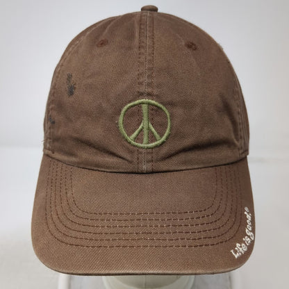 Life is good Baseball Cap Brown One Size Peace Symbol Cotton Slideback Hat