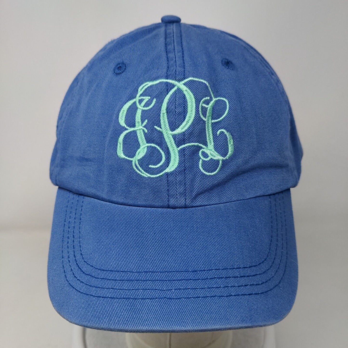 Monogram Slideback Hat Blue One Size Embroidered Adjustable 6 Panel