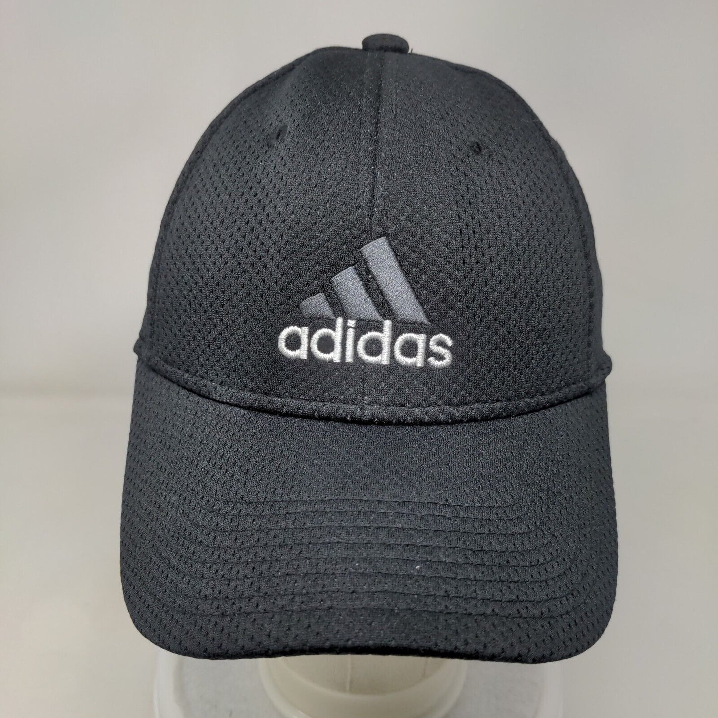 Adidas 3 Stripes Fitted Mesh Back Hat Black One Size Embroidered