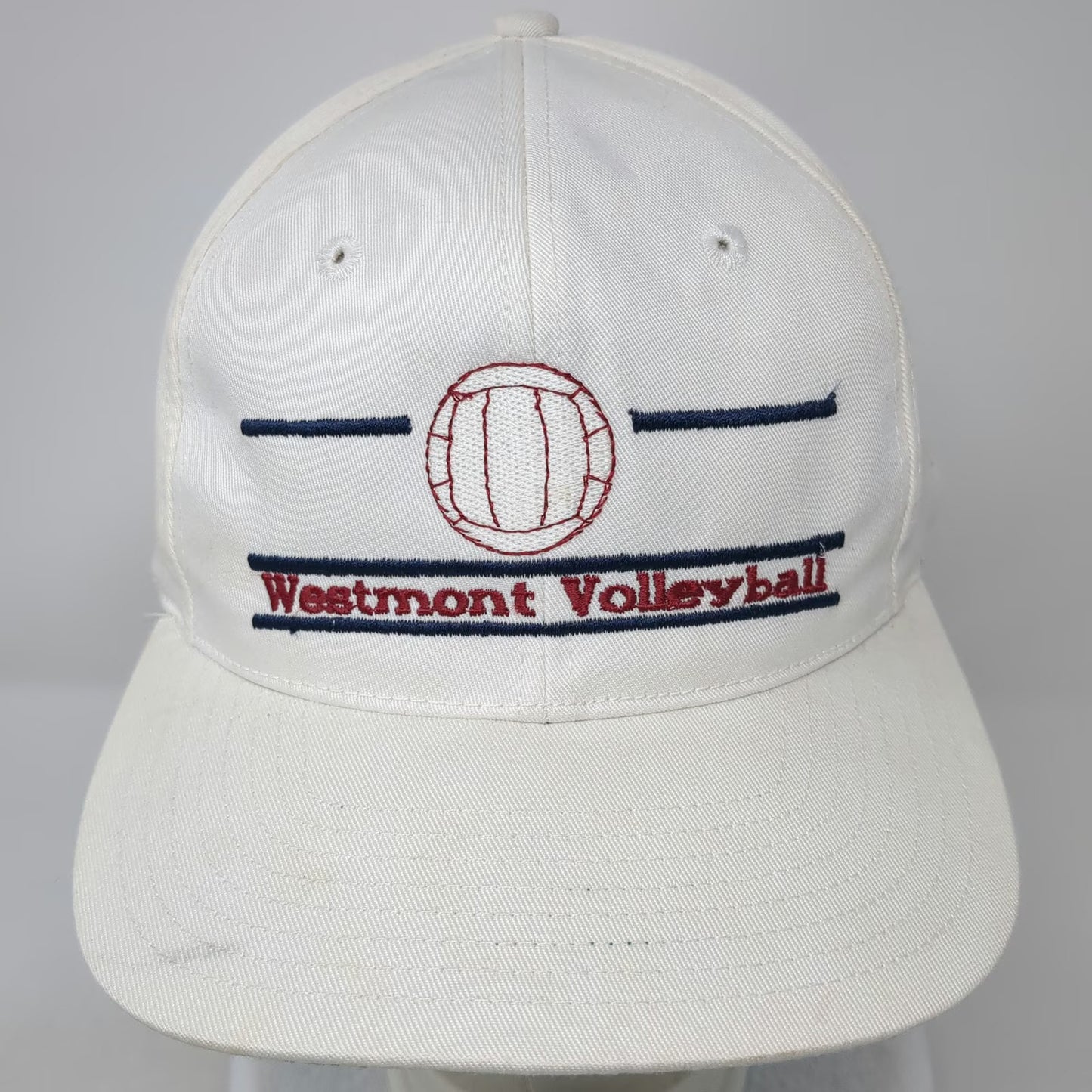 The Game Westmont Volleyball Hat Snapback White One Size Green Underbrim Logo