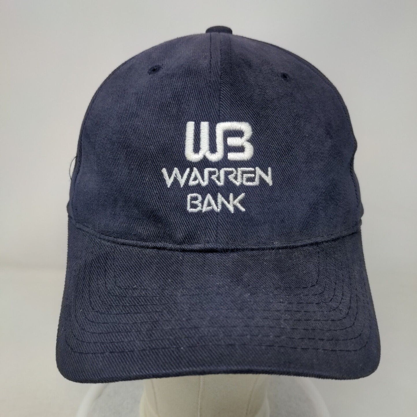 Warren Bank Strapback Hat Blue OSFA Adjustable Embroidered Cotton Yupoong