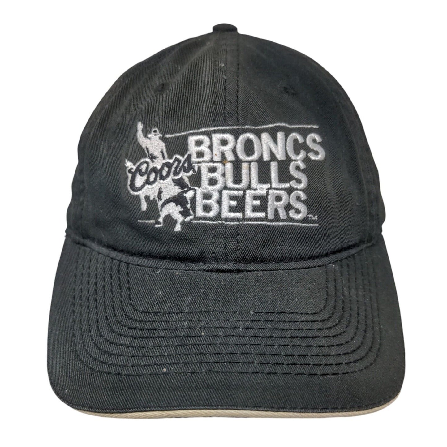 Coors Broncs Bulls Beers Slideback Hat Black OSFM Embroidered 6 Panel The Game