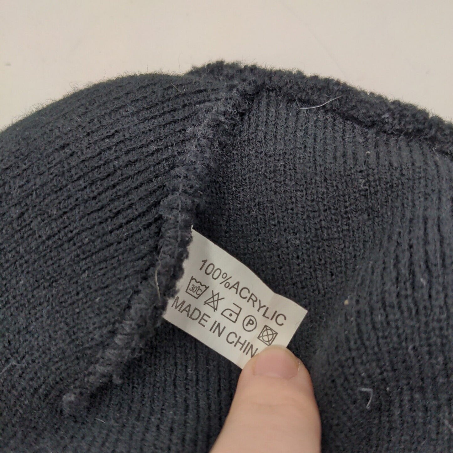 CBDistillery Men's Knit Beanie Hat Black Patch Logo 100% Acrylic
