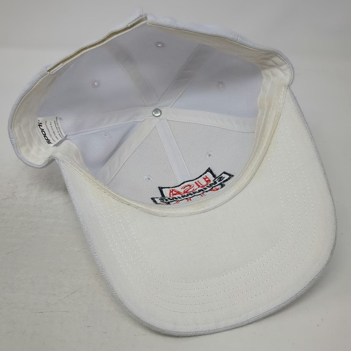 Sporti Baseball Cap White One Size USA Swimming Logo Adjustable Strapback Hat