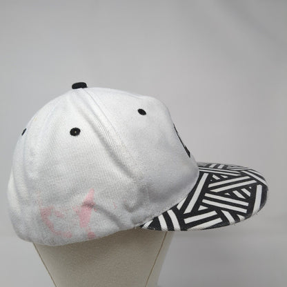 X Snapback Hat White One Size Adjustable Geometric Embroidered 6 Panel