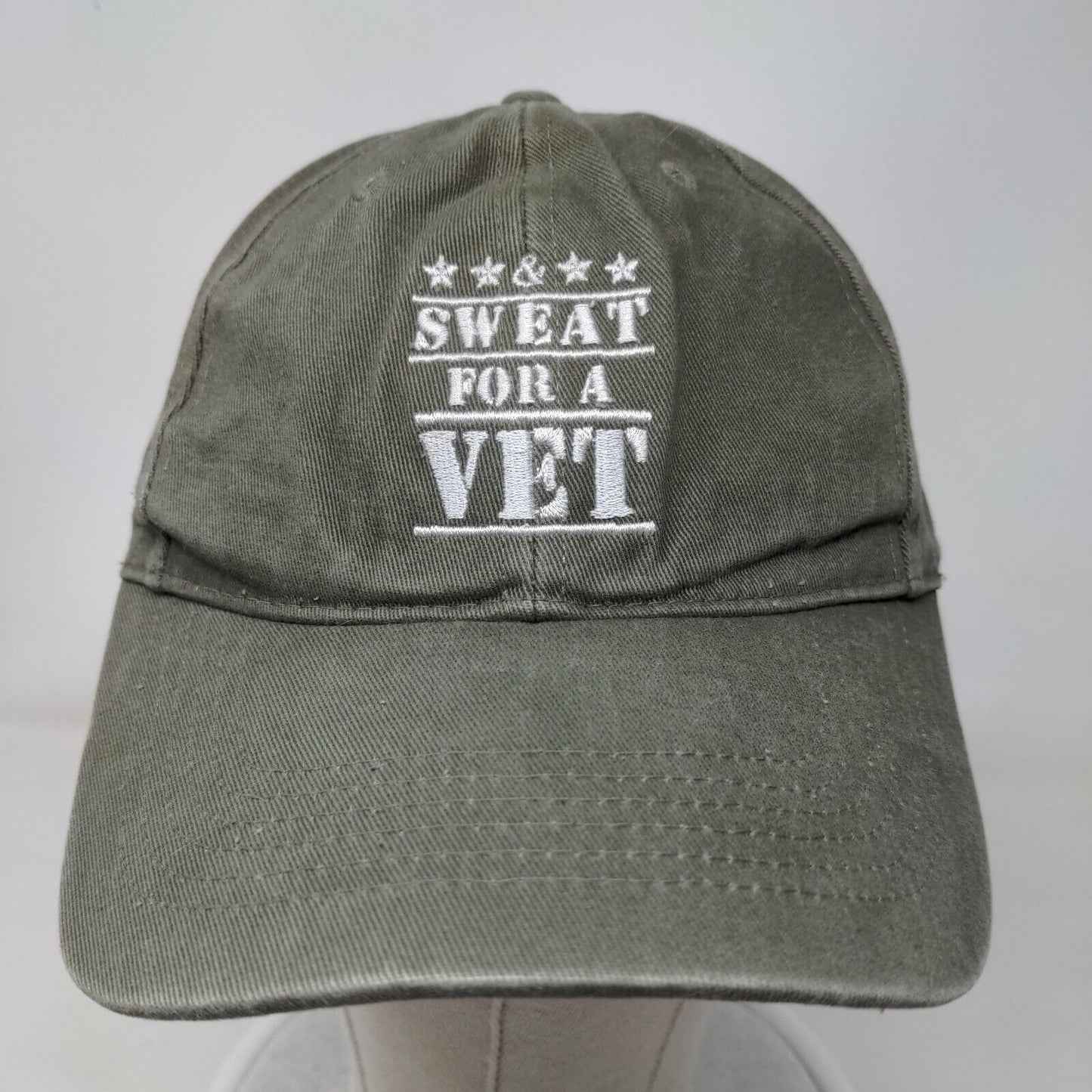 Sweat For A Vet Sport & Health Slideback Hat Green OSFA Embroidered