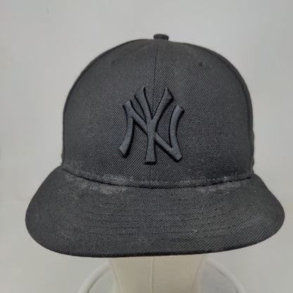 New Era Men's Fitted Hat Black 7 1/4 New York Yankees 59Fifty Embroidered Logo