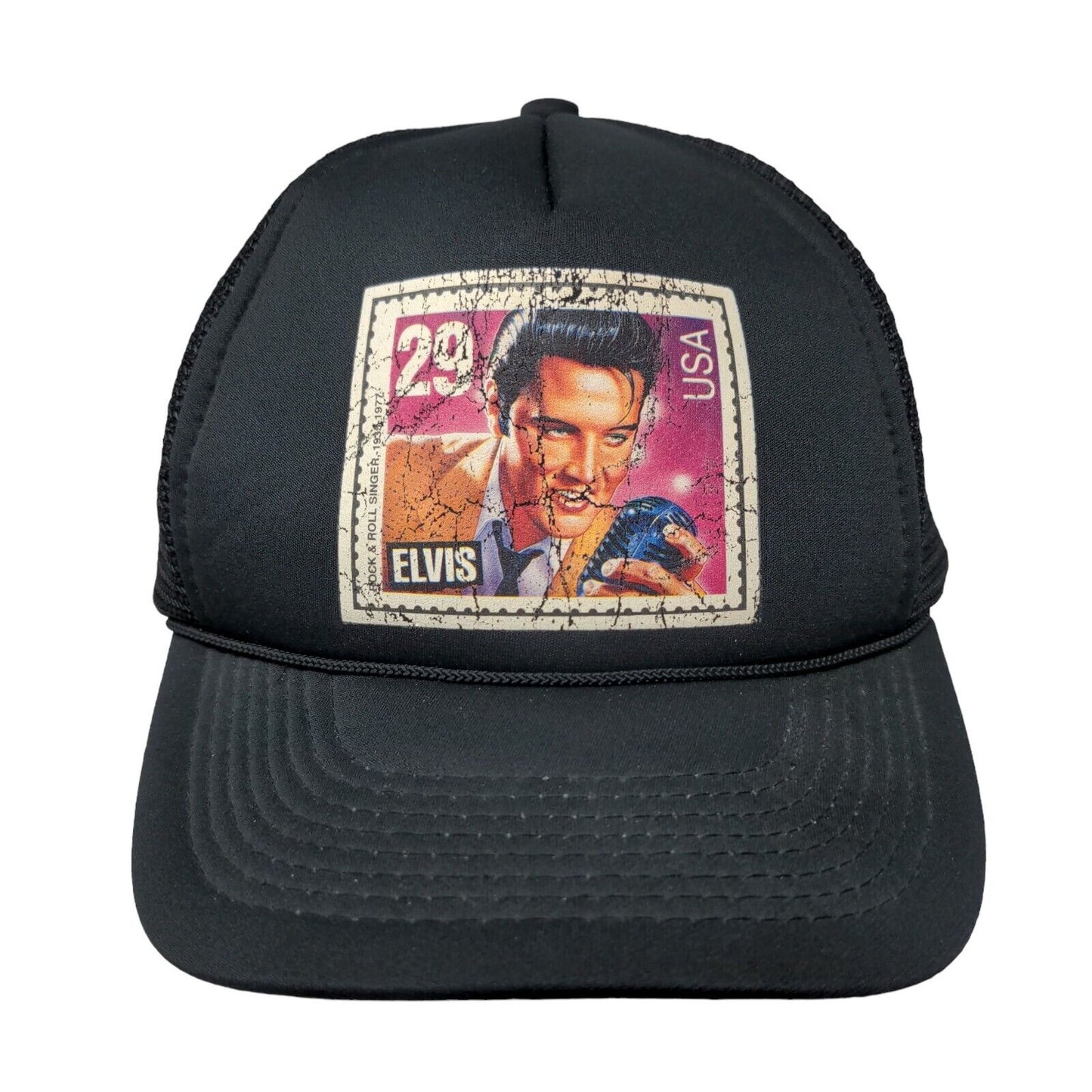 Elvis Presley Snapback Trucker Hat Black One Size Adjustable Mesh Back Rope