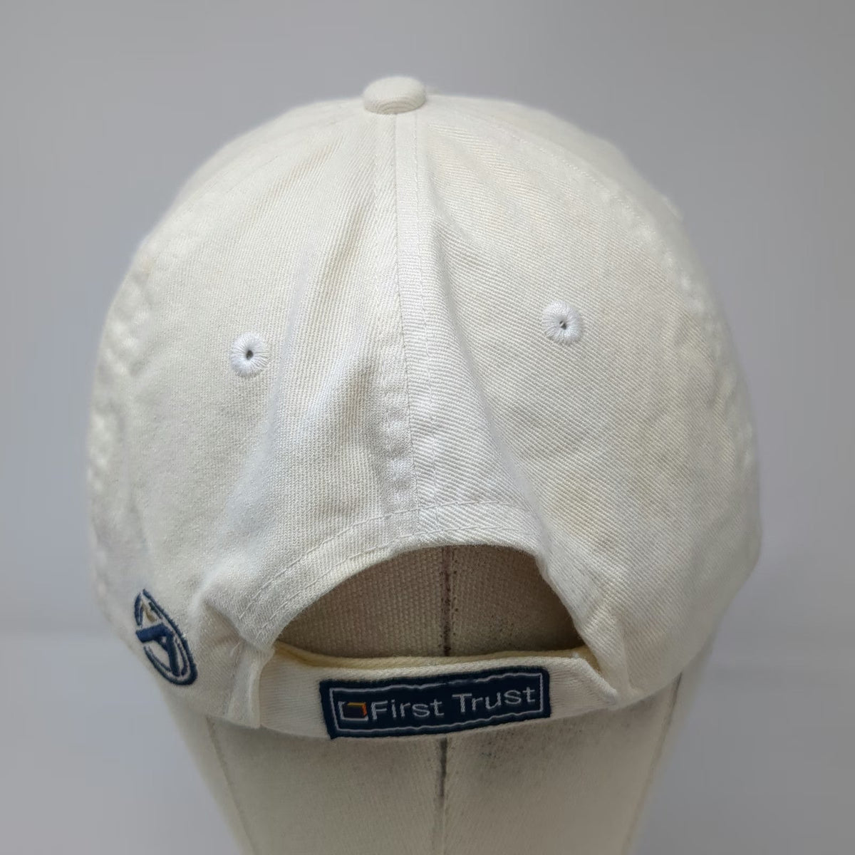 Ahead Baseball Cap White One Size First Trust Logo Slideback Hat Cotton Curved